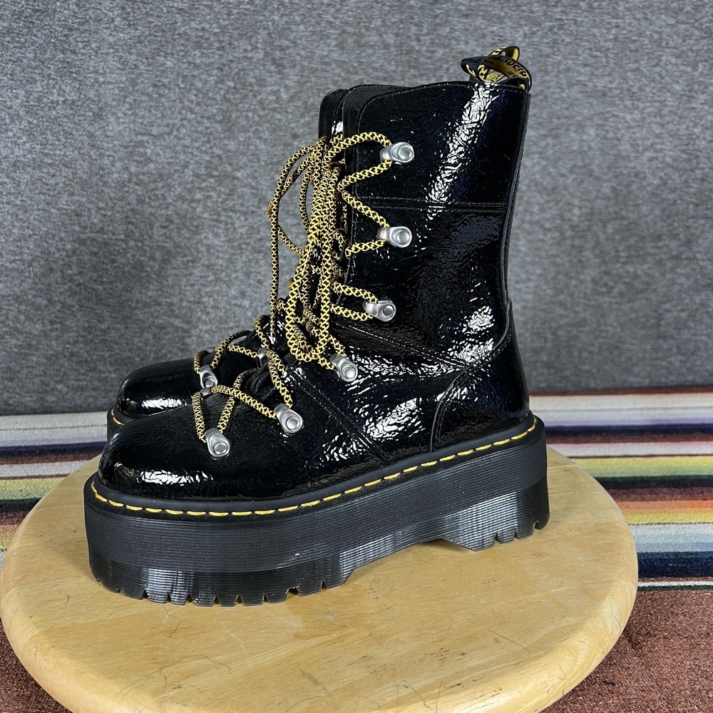 Dr. Martens‎ Ghilana Max Combat Boots Womens Size 7 Black Patent Platform - Picture 4 of 9